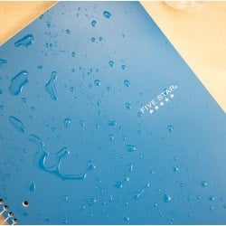 Water droplets on a Five Star notebook